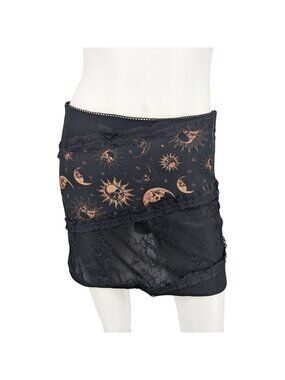 Cosmic Aura Lace Celestial Skull Mini Skirt Fairy Whimsigoth Witchy Mesh Size S